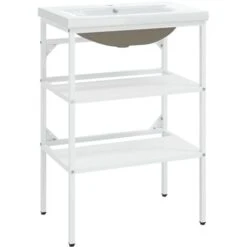 Nova Telaio In Ferro Bianco Per Lavabo Da Bagno Con Lavabo Integrato Varie Misure Dimensioni : 59 X 38 X 83 Cm