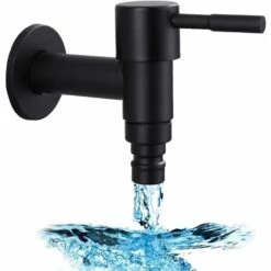 Rubinetto Per Acqua Da Giardino A Parete In Acciaio Inossidabile, Rubinetto Per Lavatrice A Parete Da 1 Pezzo, Rubinetto Per Lavatrice G1/2in Per Balcone, Bagno, Cucina, Giardino (nero)