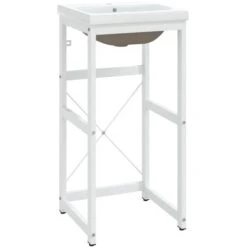 Nova Telaio Per Lavabo Da Bagno Con Lavabo Integrato In Ferro Bianco Varie Misure Dimensioni : 40 X 38 X 83 Cm