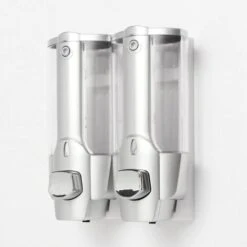 Trade Shop - Dispenser Doppio Erogatore Sapone Manuale Dosatore Professionale A Muro 700 Ml -Stile Bagno 95088695 3