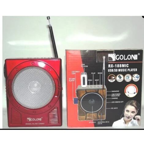 Trade Shop - Golon Rx-188 Mic Radio Am Fm Portatile Con Ingresso Sd Usb Speaker Led Karaoke 1 Trade Shop - Golon Rx-188 Mic Radio Am Fm Portatile Con Ingresso Sd Usb Speaker Led Karaoke