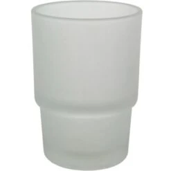 Trade Shop - Bicchiere Ricambio Porta Spazzolino In Vetro Satinato Bagno Accessori 9,5x6,7 Cm