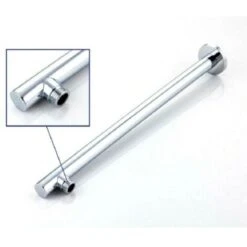 Trade Shop - Braccio Per Soffione Doccia Tondo In Ottone Cromato Completo Di Rosone 30cm