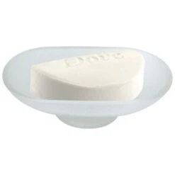 Trade Shop - Piattino Ricambio Porta Sapone Ovale In Vetro Satinato 13cm Bagno Accessori