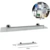 Trade Shop - Mensola Vetro Per Bagno In Acciaio 50x15cm Con Fissaggio A Parete Muro Ellittica