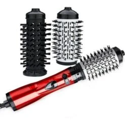 Trade Shop - Pettine Arricciacapelli Elettrico Rotante 2in1 Asciugacapelli Spazzola 3 Livelli