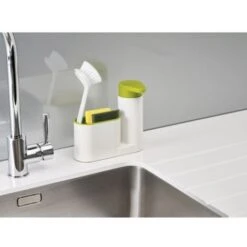 Trade Shop - Set 2 Pz Organizer Per Lavello Dispenser Di Sapone Liquido + Contenitore Spugne