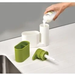 Trade Shop - Set 2 Pz Organizer Per Lavello Dispenser Di Sapone Liquido + Contenitore Spugne -Stile Bagno 95112142 5