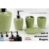 Trade Shop - Set 4pz Accessori Bagno Dosatore Porta Sapone Spazzolino In Ceramica Pois 616280