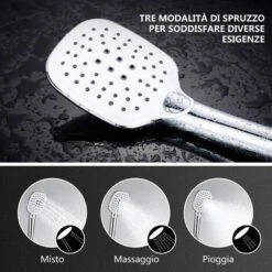 DALMO Colonna Da Doccia, Sistema Doccia Senza Miscelatore Con Soffione Da Testa Quadrato E Soffione A Mano Con 3 Modi Di Spruzzo, Sistema Da Bagno Regolabile E Brillante- DBWF01XS -Stile Bagno 95136995 3