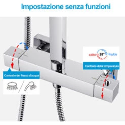Heilmetz Sistema Doccia Con Set Doccia A Pioggia Termostatato, Colonna Doccia In Acciaio Inox 304 Con Soffione E Doccetta, Doccia A Pioggia Angolare 30x30cm Asta Doccia Regolabile 800-1180mm Cromo -Stile Bagno 95210869 3