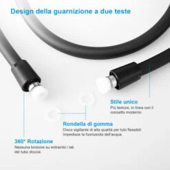 Heilmetz Tubo Doccia 1,5 M Tubo Doccia Premium Con Antitorsione Tubo Doccia Liscio In PVC Con Attacco Universale G 1/2 Standard Nero -Stile Bagno 95211710 3