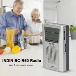 INDIN BC-R60 AM FM Radio Tascabile Portatile Alimentata A Batteria Mini Lettore Musicale Radio Alimentato Da 2 Batterie AA Altoparlante Wireless Per Casa E All'aperto -Stile Bagno 95223593 3