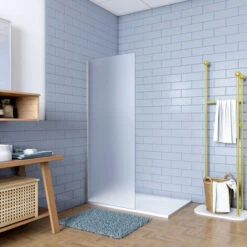 Walk In Parete Fissa Per Doccia In Vetro Temperato 6 Mm Satinato Opaco Anticalcare 65x195cm