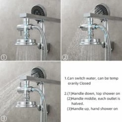 Adattatore Per Valvola Deviatrice Da 1/2 Pollice In Ottone Valvola Deviatrice A 3 Vie Per Doccia A Pioggia E Braccio Doccia Cromato. -Stile Bagno 95525770 4