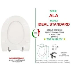 Copriwater Ala Ideal Standard Legno Rivestito In Resina Poliestere Bianco Come Originale -Stile Bagno 95611892 5