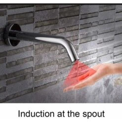Rubinetto Dell'acqua Con Sensore A Induzione A InITarossi A Parete, Rubinetto Per Lavello Da Cucina Per Acqua Calda E ITedda In Acciaio Inossidabile Commerciale, Distanza Di Rilevamento 2.0-5.9", Per -Stile Bagno 95659173 3