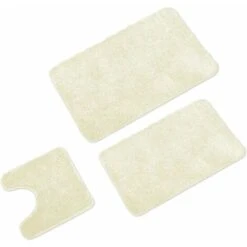 Set Di Tappetini Da Bagno Da 3 Pezzi - Tappetini Da Bagno 3X (45x45 + 50x80 + 60x100cm) - Tappetini Da Bagno Antiscivolo E Lavabili - Con Foro WC - CREMA