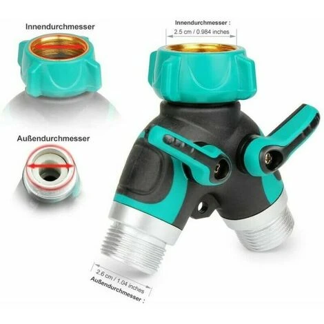 Sdoppiatore Per Tubo Da Giardino, Distributore 3/4 In Lega Di Zinco Con 2 Uscite Valvola, Flusso D'acqua Regolabile E Bloccabile Con 2 Connettori E 3 Rondelle 2 Sdoppiatore Per Tubo Da Giardino, Distributore 3/4 In Lega Di Zinco Con 2 Uscite Valvola, Flusso D'acqua Regolabile E Bloccabile Con 2 Connettori E 3 Rondelle - immagine 2