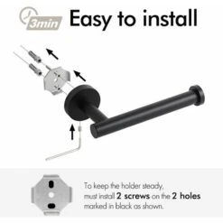 Porta Carta Igienica, Portarotolo Carta Igienica Acciaio Inossidabile 304 Nero Opaco Montaggio A Parete -Stile Bagno 96227111 4