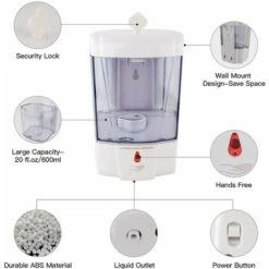 Dispenser Di Sapone Automatico, Dispenser Di Sapone Da Parete Touchless Da 700 Ml Con Sensore A Infrarossi, Dispenser Di Sapone Adatto Per Bagni, Cucine, Hotel -Stile Bagno 96232495 3
