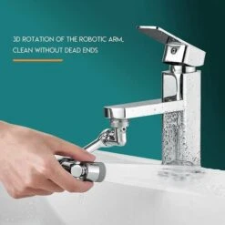 Prolunga Rubinetto Girevole Universale, Braccio Robotico Rotante Grandangolare, Rubinetto Filtro Antispruzzo Universale, Rubinetto Con 2 Modalità Di Uscita Dell'acqua (doppia Modalità) -Stile Bagno 96237015 3