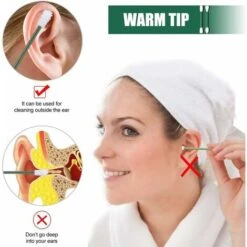 LITZEE Tampone Di Cotone Tampone Di Cotone Riutilizzabile, Tampone Ecologico A Doppia Faccia Per La Pulizia Dell'orecchio Tampone Cosmetico Con Custodia (verde) -Stile Bagno 96298599 3