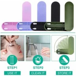 LITZEE Tampone Di Cotone Tampone Di Cotone Riutilizzabile, Tampone Ecologico A Doppia Faccia Per La Pulizia Dell'orecchio Tampone Cosmetico Con Custodia (verde) -Stile Bagno 96298599 4