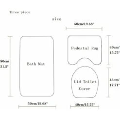 LITZEE Tappetino Contorno WC Set Di 3 Tappetini Da Bagno In Microfibra Morbida Tappetino Antiscivolo In PVC Con Borchie In Flanella + Tappetino Contorno WC + Coperchio - Giallo -Stile Bagno 96299091 5