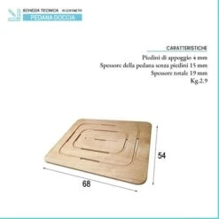 Pedana Doccia In Legno Marino 54x68 Antiscivolo Ideale Per Piatto Doccia 70x90 -Stile Bagno 9633003 3