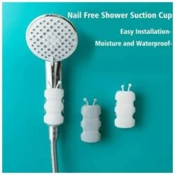 Supporto Per Soffione Doccia, Ventosa In Silicone Senza Perforazione, Supporto Per Montaggio A Parete Per Soffione Doccia, Nessun Trapano Necessario Per Marmo, Vetro, Metallo, Ceramica (bianco) -Stile Bagno 96332260 3