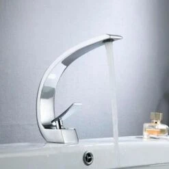 Rubinetto Lavabo Moderno Tipo Nordico Con Linee Curve Monocomando Cromato -Stile Bagno 96404203 5