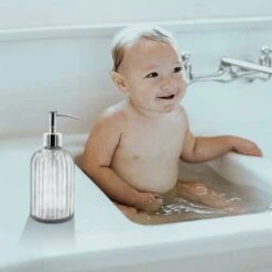 2 Pezzi Dispenser Di Sapone In Vetro, Dispenser Di Sapone Liquido Da 400 Ml Con Pompa, Lozione Ricaricabile E Dispenser Di Sapone Per Cucina, Bagno, Lavanderia, Hotel (Trasparente) -Stile Bagno 97072974 5