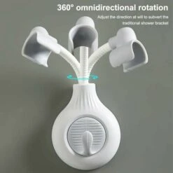 Supporto Per Soffione Doccia A Parete Per Bagno Supporto Per Soffione Doccia Autoadesivo Regolabile A 360 Gradi Con Supporto Per Gancio, Grigio -Stile Bagno 97073433 3