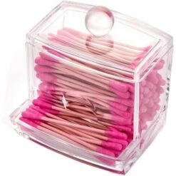 Dispenser Di Cotton Fioc Organizer In Acrilico Porta Dispenser Contenitore Organizer Con Coperchio -Stile Bagno 97075135 3