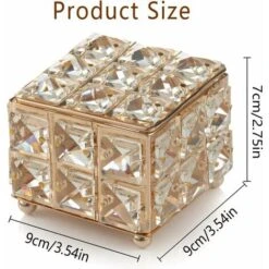 Scatola Porta Trucchi In Cristallo Con Coperchio, Motivo A Rombi, Per Tamponi Di Cotone, Spugne Per Trucco, Dischetti Per Trucco, Sali Da Bagno, Trucco Quadrato (dorato) 7 Scatola Porta Trucchi In Cristallo Con Coperchio, Motivo A Rombi, Per Tamponi Di Cotone, Spugne Per Trucco, Dischetti Per Trucco, Sali Da Bagno, Trucco Quadrato (dorato) -Stile Bagno 97078388 3