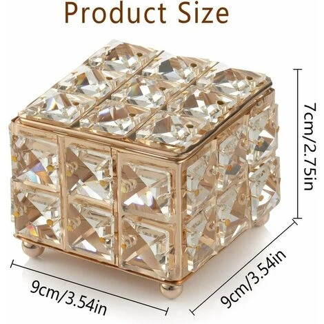 Scatola Porta Trucchi In Cristallo Con Coperchio, Motivo A Rombi, Per Tamponi Di Cotone, Spugne Per Trucco, Dischetti Per Trucco, Sali Da Bagno, Trucco Quadrato (dorato) 3 Scatola Porta Trucchi In Cristallo Con Coperchio, Motivo A Rombi, Per Tamponi Di Cotone, Spugne Per Trucco, Dischetti Per Trucco, Sali Da Bagno, Trucco Quadrato (dorato) - immagine 3
