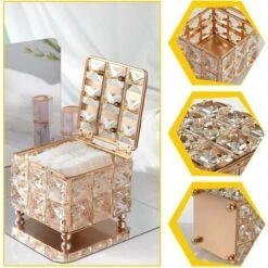 Scatola Porta Trucchi In Cristallo Con Coperchio, Motivo A Rombi, Per Tamponi Di Cotone, Spugne Per Trucco, Dischetti Per Trucco, Sali Da Bagno, Trucco Quadrato (dorato) 8 Scatola Porta Trucchi In Cristallo Con Coperchio, Motivo A Rombi, Per Tamponi Di Cotone, Spugne Per Trucco, Dischetti Per Trucco, Sali Da Bagno, Trucco Quadrato (dorato) -Stile Bagno 97078388 4