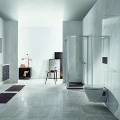 Placca Cassetta Wc Oli74 Plus Slim In ABS Nero Matt Con Doppio Scarico -Stile Bagno 97265054 5