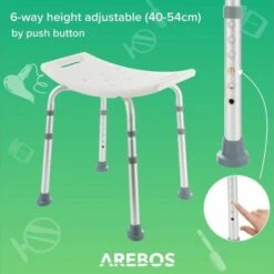 AREBOS Sgabello Da Doccia Sedile Doccia Seduta Rettangolare Altezza Regolabile -Stile Bagno 9756802 4