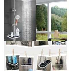 Mensola Per Doccia Telescopica Mensola Per Doccia A Colonna Regolabile In Alluminio Installazione Senza Foratura Mensola Per Bagno 19-25 Mm -Stile Bagno 97874280 4