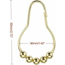 Anelli E Ganci Per Tende Da Doccia In Confezione Da 2, Anelli E Ganci Per Tende Da Doccia In Acciaio Inossidabile Antiruggine - Set Di 24 Oro Lucido -Stile Bagno 97887712 4