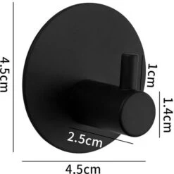 Confezione Da 4 Portasciugamani In Alluminio Con Ganci, Incollati Senza Forare, Adatti Per Bagni, Servizi Igienici, Cucine, Uffici, Ecc. (gancio Tondo Nero)