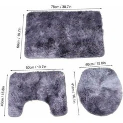 Set Tappeto Bagno 3 Pezzi, Morbido Tappetino Bagno Assorbente Antiscivolo, Tappetino Contorno A Forma Di U E Copriwater Lavabile, Grigio -Stile Bagno 98112630 5