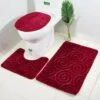 Nuovi Tappetini Da Bagno Antiscivolo, Tappetini Da Bagno In 3 Pezzi Set Di Tappetini Da Bagno Di Contorno Tappeto WC WC (rosso)