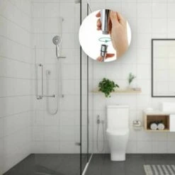 Soffione Doccia + Tubo Doccia Flessibile 2M, Soffione Doccia Con Tubo Flessibile, 5 Modalità Di Risparmio Idrico E Pulsante Interruttore, Soffione Doccia Portatile Ad Alta Pressione In Acciaio Inossid -Stile Bagno 98123506 5