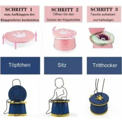 WC Pieghevole Per Bambini, Vasino Da Viaggio Pieghevole, Sedile WC Portatile Per Bambini, Sedile WC Pieghevole Per Bambini, Vasino Da Viaggio Per Bambini All'aperto Con Borsa Da Viaggio (blu) -Stile Bagno 98124146 3
