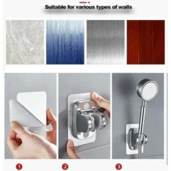 Supporto Per Doccia Con Colla Portatile Staffa Per Soffione Doccia Universale Nessuna Foratura Supporto Per Doccia Con Super Colla Angolo Regolabile (argento Normale) -Stile Bagno 98126954 5