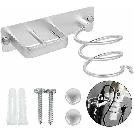 Porta Asciugacapelli, Piastra Per Capelli, Supporto Per Asciugacapelli Da Parete In Alluminio, Con Organizer Per Cavi Per Riporre Asciugacapelli, Piastre Per Capelli, Spazzole Per Capelli E Altro (2) 1 Porta Asciugacapelli, Piastra Per Capelli, Supporto Per Asciugacapelli Da Parete In Alluminio, Con Organizer Per Cavi Per Riporre Asciugacapelli, Piastre Per Capelli, Spazzole Per Capelli E Altro (2)