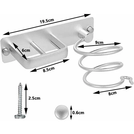 Porta Asciugacapelli, Piastra Per Capelli, Supporto Per Asciugacapelli Da Parete In Alluminio, Con Organizer Per Cavi Per Riporre Asciugacapelli, Piastre Per Capelli, Spazzole Per Capelli E Altro (2) 3 Porta Asciugacapelli, Piastra Per Capelli, Supporto Per Asciugacapelli Da Parete In Alluminio, Con Organizer Per Cavi Per Riporre Asciugacapelli, Piastre Per Capelli, Spazzole Per Capelli E Altro (2) - immagine 3